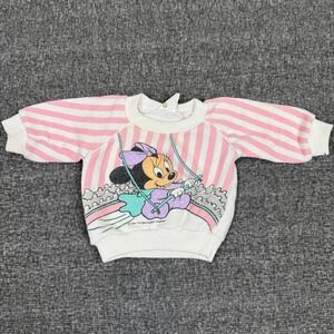 Vintage Disney Babies Minnie Mouse Sweatshirt Baby 0-6M Pullover Cartoon 80s